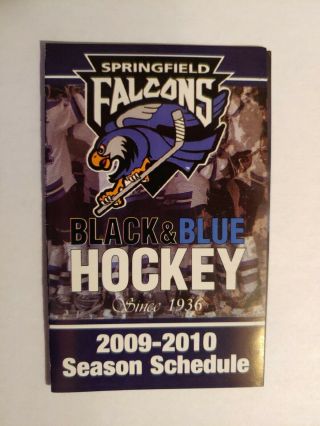 2009 - 2010 Springfield Falcons Pocket Schedule Oilers Devan Dubnyk Eberle Ahl