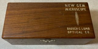 Vintage Antique Bausch & Lomb Gem Microscope W/ Wood Storage Box