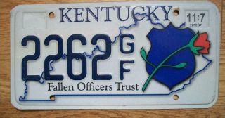 Single Kentucky License Plate - 2007 - 2262gf - Fallen Officers Trust