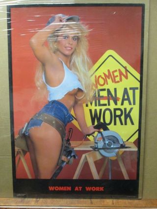 Women At Work Hot Girl 1986 Vintage Poster Construction Inv 1886