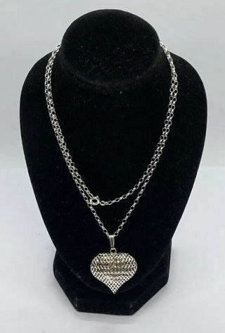 Vintage 925 Sterling Silver Necklace With Heart Pendant
