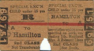 Railway Tickets A Special Excursion From Hamilton By The Old Nswgr In 1957