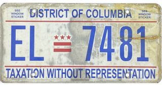 99 Cent Washington Dc District Of Columbia Taxation License Plate El7481
