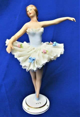 Franz Witter Irish Lace Porcelain Ballerina Dresden Germany Figurine Young Woman