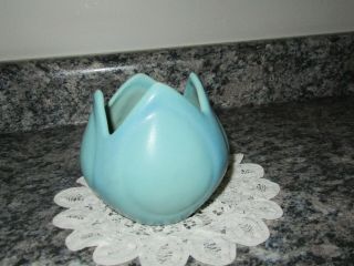 Vintage Van Briggle Pottery Tulip Vase Turquoise Blue/green 3 1/2 " Vgc