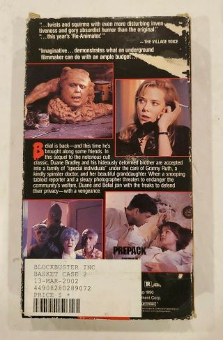 BASKET CASE 2 VHS MOVIE VIDEO Ex Rental VINTAGE CULT HORROR 1990 BLOOD GORE FILM 2