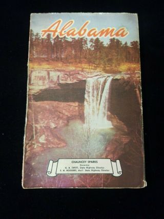 Vintage 1946 Alabama Official Highway Map with pictures in color state AAA 2