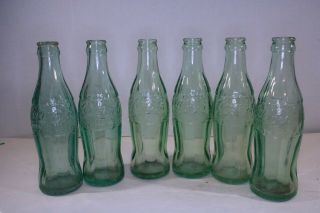 6 - Vintage Coca Cola Gastonia Nc 6 Oz.  Hobbleskirt Aqua Glass Coke Bottle 40 