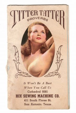 Vintage Titter Tatter Proverbs Booklet Brochure Hix Sewing Machine Co Risque