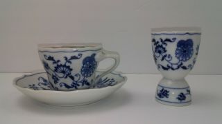 Vintage Blue Danube Teacup/saucer/egg Cup Set Japan Onion Pattern