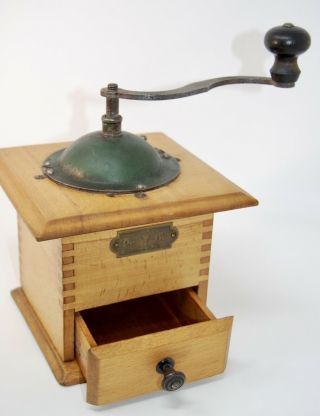 Vintage Antique Coffee Espresso Spice Grinder Mill German Pede Pe De Wood Crank