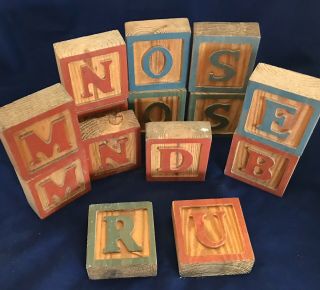 Blocks Capital Letters,  Set 14,  Rustic Handmade Farmhouse Vintage Crafting Decor