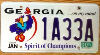 2000 Georgia Specialty License Plate Number Tag Spirit Of Champions $2.  99 Start