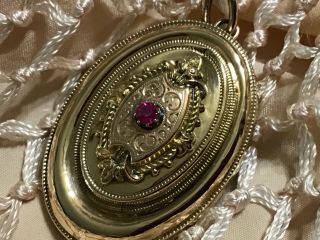 Large Antique Victorian Rose and Yellow Gold Filled Pendant Brooch 2