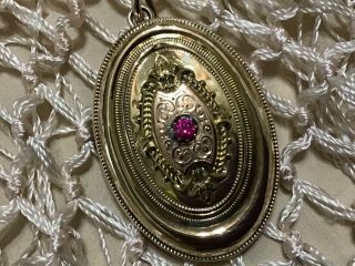Large Antique Victorian Rose and Yellow Gold Filled Pendant Brooch 3