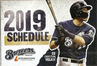 2019 Milwaukee Brewers Baseball Schedule - Miller Beer - Christian Yelich