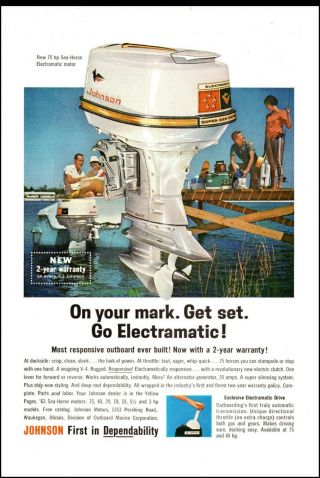 1960s Vintage Boating Ad Johnson Sea Horse Outboard Motors 050820