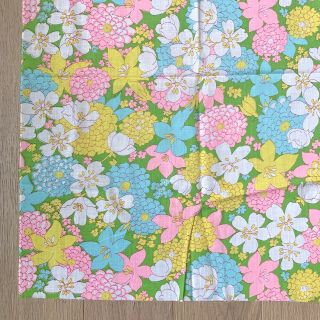 Vtg 60s 70s Happy Bright Floral Fabric 44 " Wide 1.  5 Yd Pink Yellow Turquoise