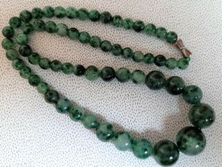 Vintage Real Moss Agate Graduated Bead Necklace Loosely Strung Repair C.  1950s