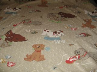 Pound Puppies Twin Sheet Set Puppy Dog 80s Vtg Fabric Cutter Arts Crafts Sewing