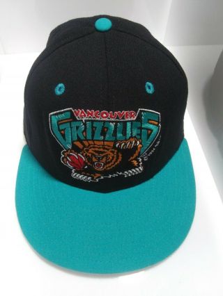 Vintage Vancouver Grizzlies Nba Hat Cap Era Pro Model 5950 Blue Black 7 1/8