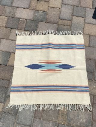 Vintage Mexican Serape Saltillo Hand Woven Rug Blanket Serape 29”x29”