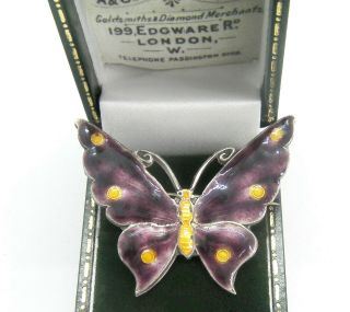 Art Deco Vintage Sterling Silver Enamelled Butterfly Brooch