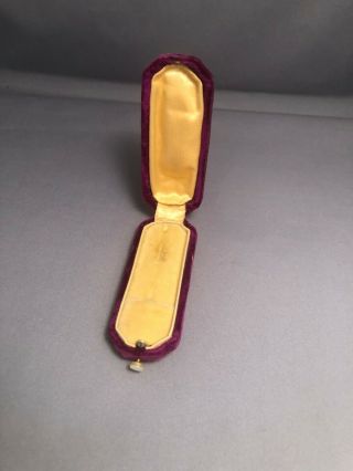 Antique Vintage Stick Pin Jewelry Presentation Box Push Button Purple Velvet