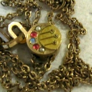 Antique Vintage Gold Filled Watch Chain Slide Charm Ruby Opal Seed Pearl Nr