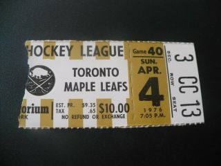 4/4/76 Buffalo Sabres Vs Toronto Maple Leafs Vtg.  Ticket Stub - The Aud