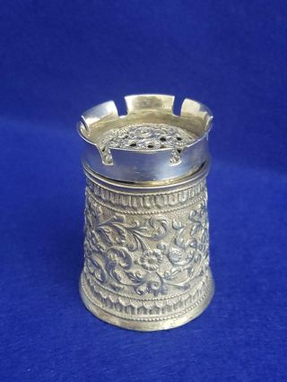 Impressive Antique Early 19th Century Sterling Silver Castle Tower Shaker 57g