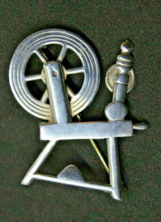 Vintage Orkney Ola Gorie Omg Sterling Silver Wool Spinning Wheel Pin Brooch