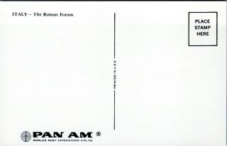 ROME ITALY 1960s Pan Am Airline Advertising Postcard BY 2