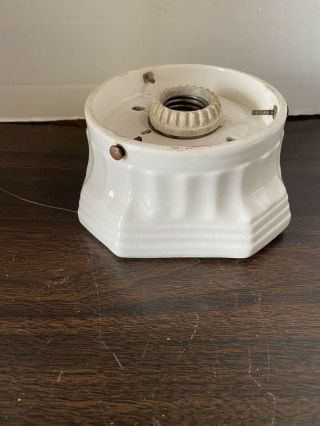 Vintage Antique Art Deco Porcelain Flush Ceiling Light Fixture Shade Fitter