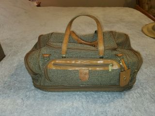 Vintage Hartmann Tweed And Leather Luggage Large Duffle Bag - Carry On - Euc