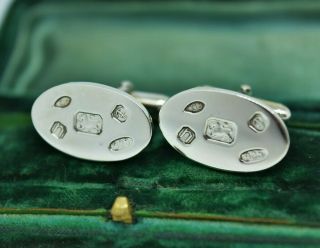 Vintage Sterling Silver Cufflinks With An Art Deco Feature Hallmark Design R45