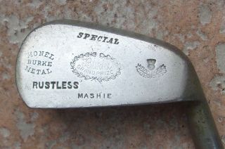 Antique Vintage Monel Burke Grand Prize Hickory Wood Shaft Golf Club Mashie