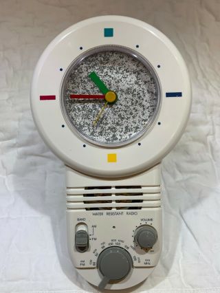Vintage Poly Water Resistant Radio With Analog Clock -