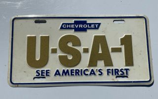 Vintage Chevrolet U - S - A - 1 Car Tag License Plate See Americas First
