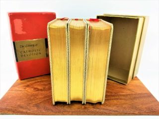 Vintage Religious Books Library Of Catholic Devotion Leather Hardcover Set 1954