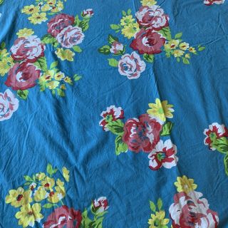 Land Of Nod Girls Petite Chateau Duvet Cover Blue Red Roses Floral F/q
