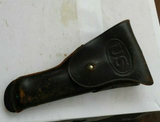 Rare Vintage 11 " Leather Us Military Gun Pistol Holster Blood Rt Early Look Nr