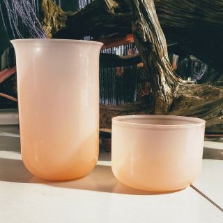Vintage Pink Opaline Glass Cylinder Vases 8 1/2 " X 5 1/2 " & 4 " X 5 1/2 "
