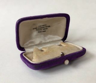 Art Deco Jewelry Box Mop Mother Of Pearl Cuff Links Cufflink Velvet Vtg Antique