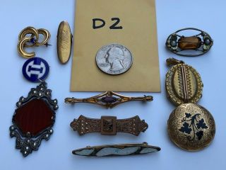 Antique Victorian & Vintage Gold Filled ? & Sterling ? Jewelry Not Scrap D2