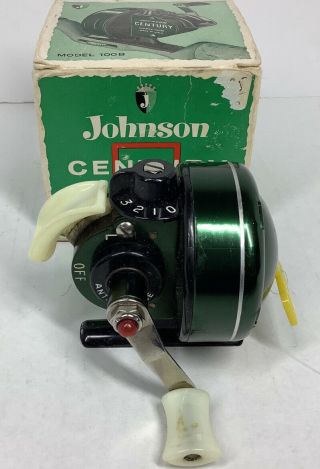 Vintage Fishing Spinning Reel Johnson Century Model 100B USA w/ Box 3