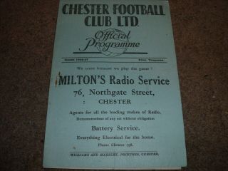 Rare Vintage Chester V Stockport County Division 3 North 24th May 1947