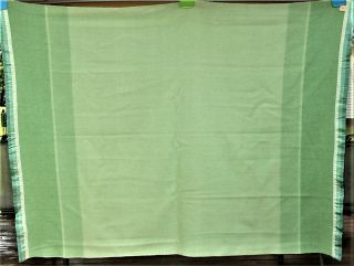 Vintage North Star Wool Blanket Full Size Shades Of Green Stripes Satin Binding