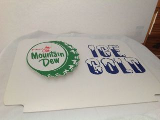 Vintage Mountain Dew Ice Cold Bottle Cap Advertising Collectable Store Sign