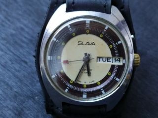 Serviced Vintage Soviet Watch Slava Automatic 27 Jewels Made In Ussr,  Strap